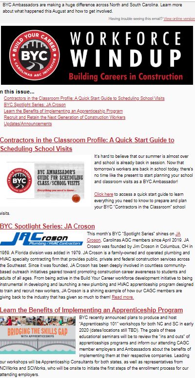 BYC Workforce Windup Newsletter