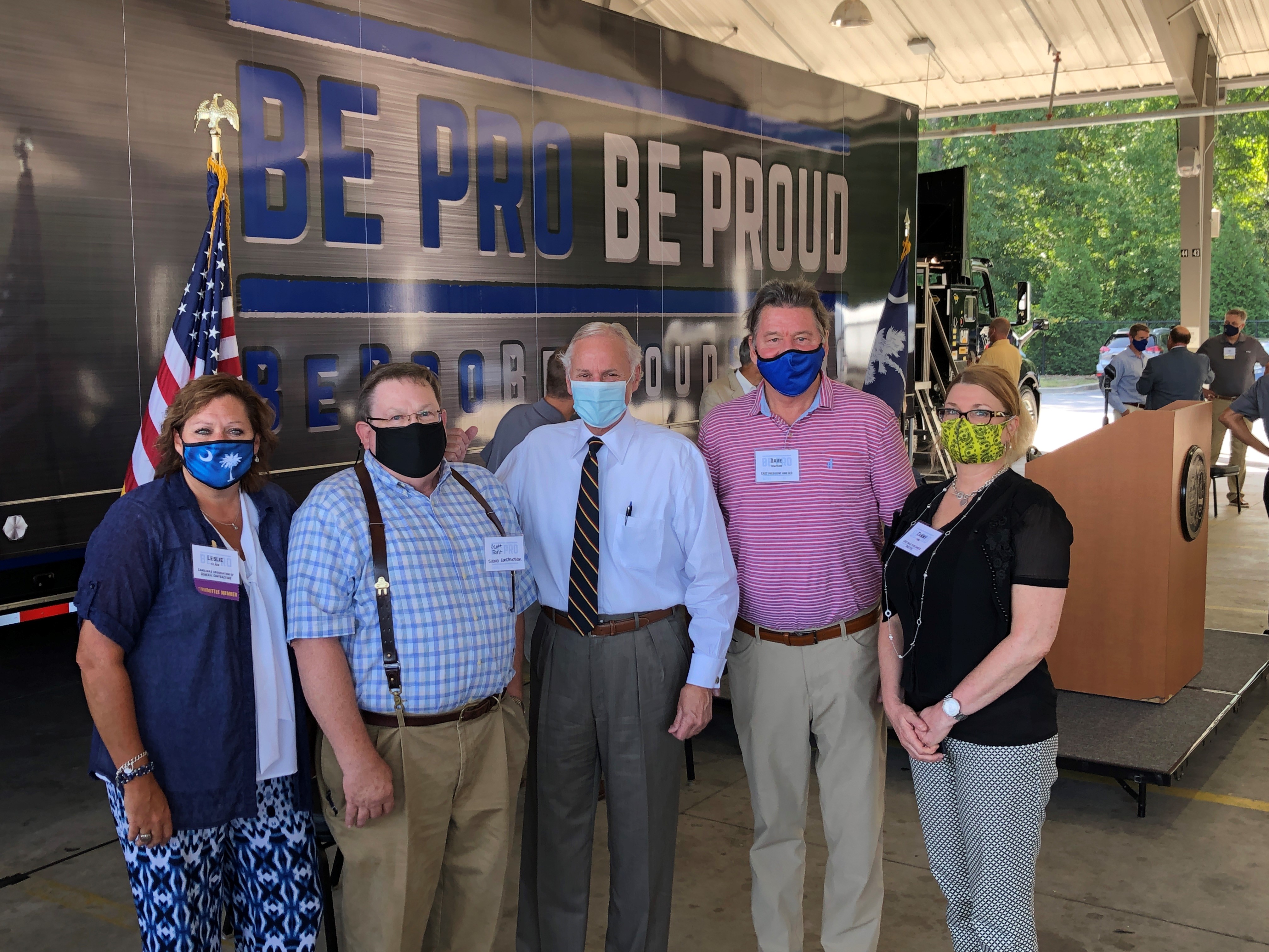 Governor McMaster poses with the Be Pro Be Proud Truck and CAGC Staff and members