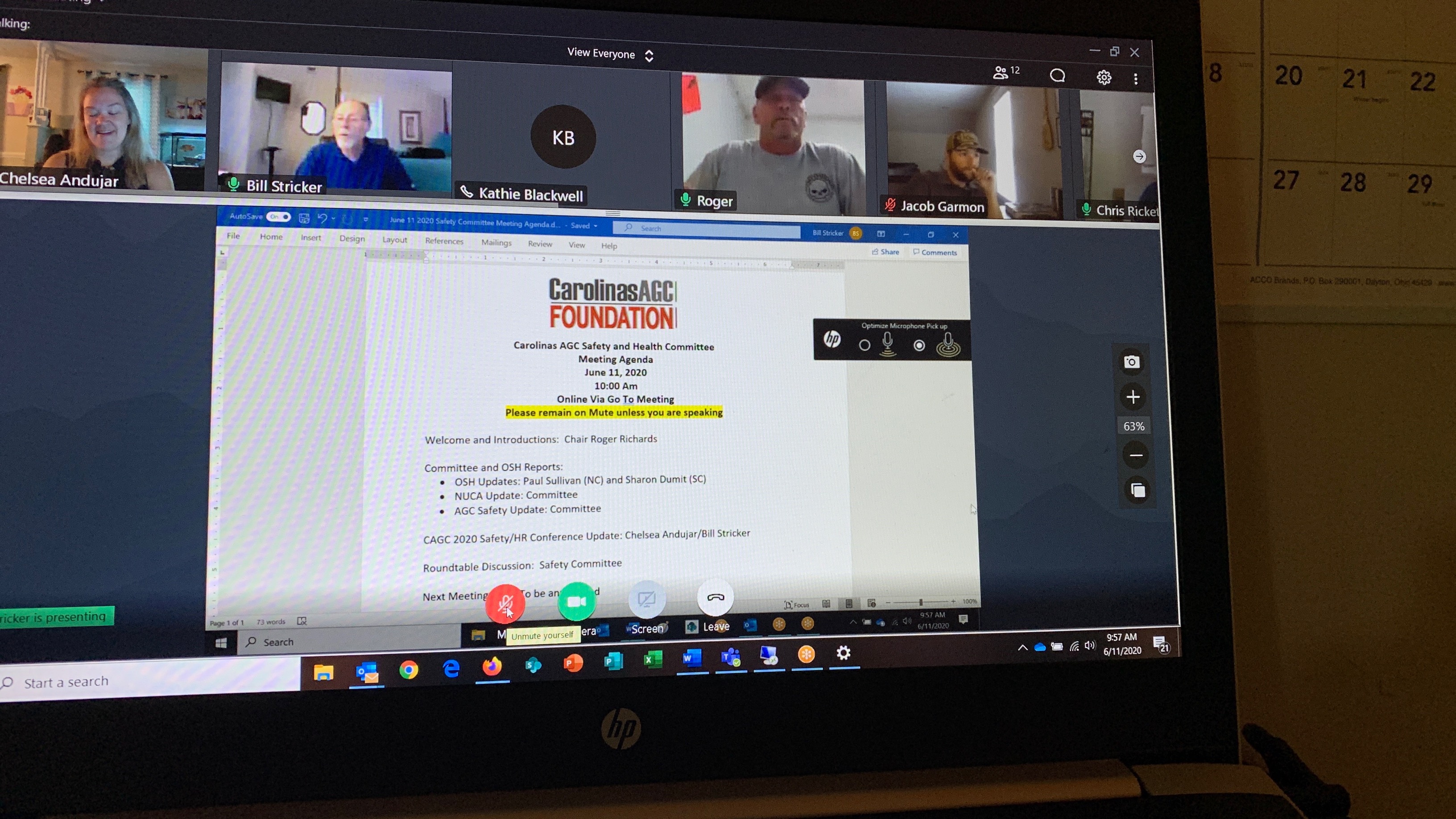 June 2020 Virtual Safety Committee Meeting